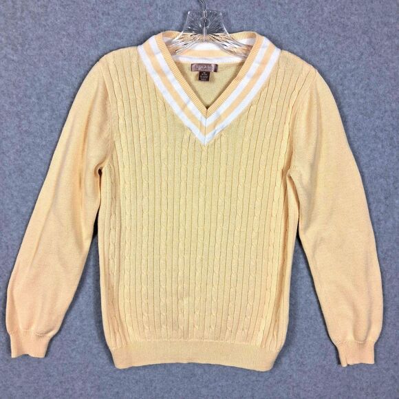 Womens Sweater Medium Cable Knit Y2K Preppy Coastal Old Money Sailing Tennis - Picture 1 of 7